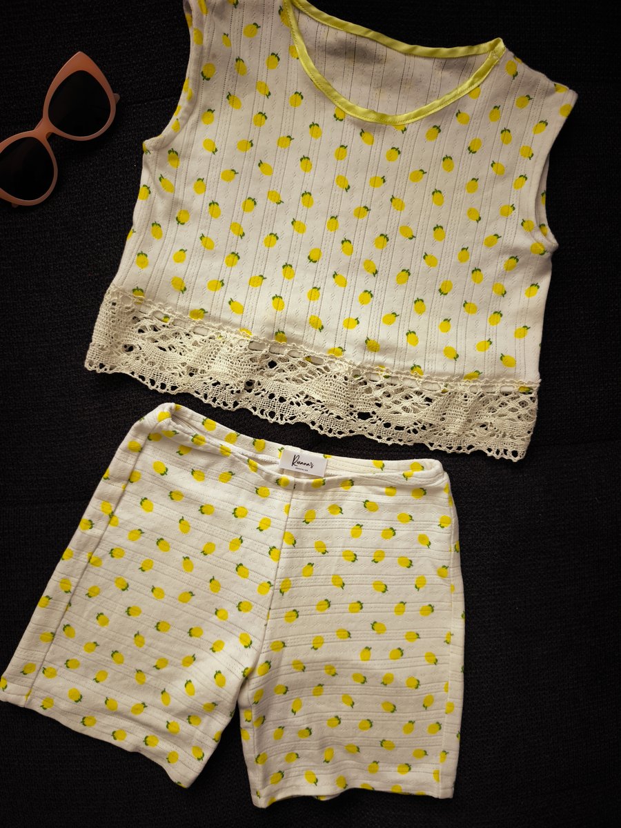 Zitronen-Print Top und Shorts Set für Mädchen